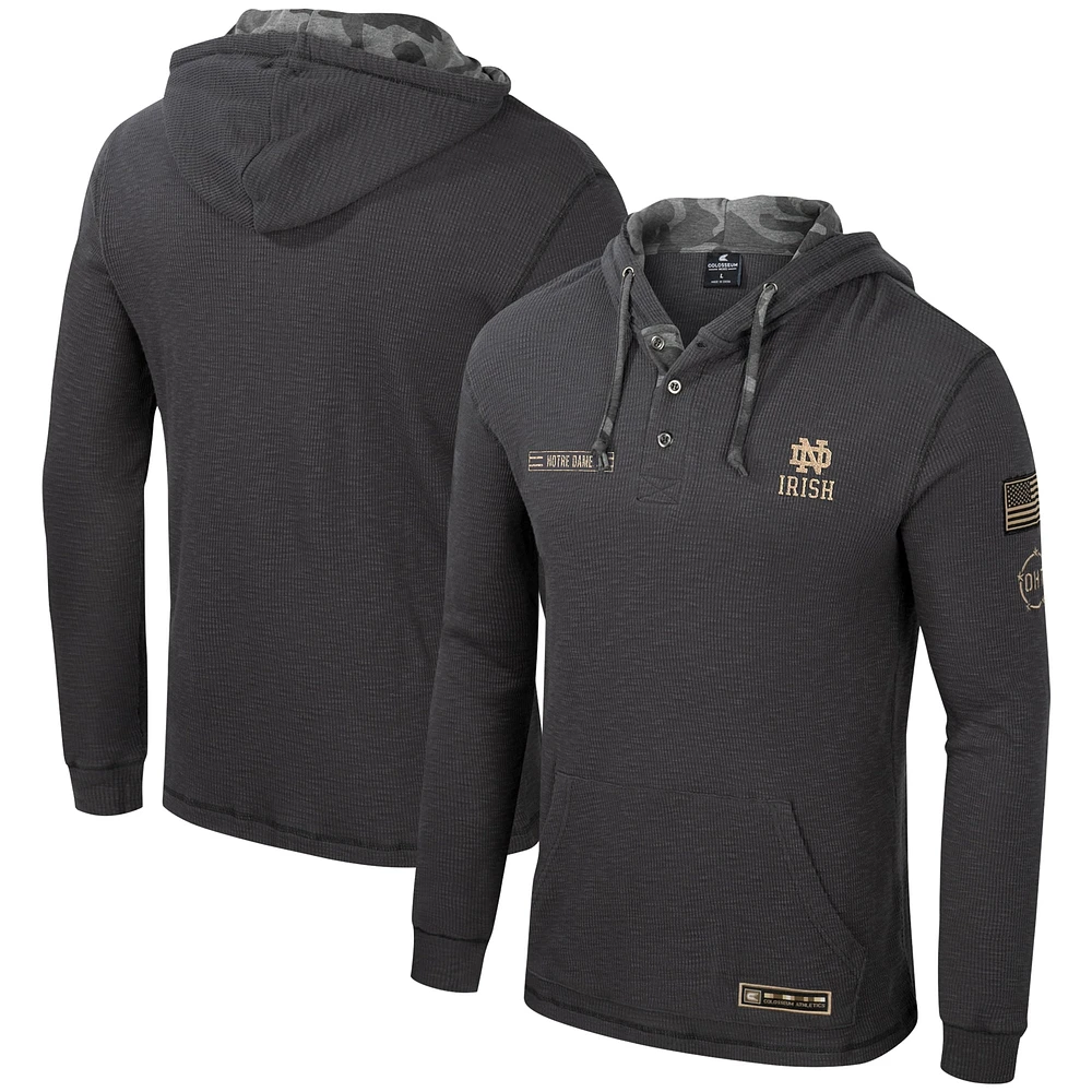 Colosseum Charcoal Notre Dame Fighting Irish OHT Military Appréciation Henley Pull à capuche pour homme