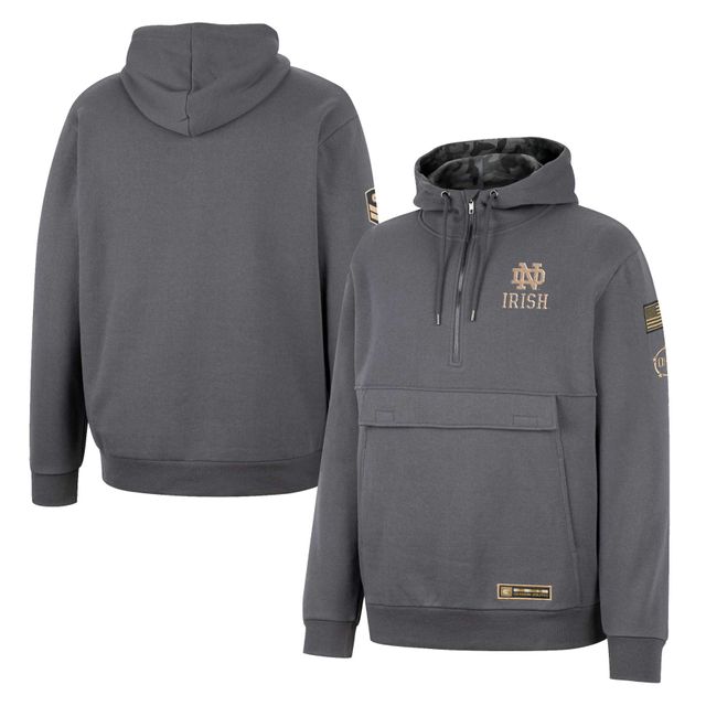 Sweat à capuche zippé pour homme Colosseum Charcoal Notre Dame Fighting Irish OHT Military Appreciation