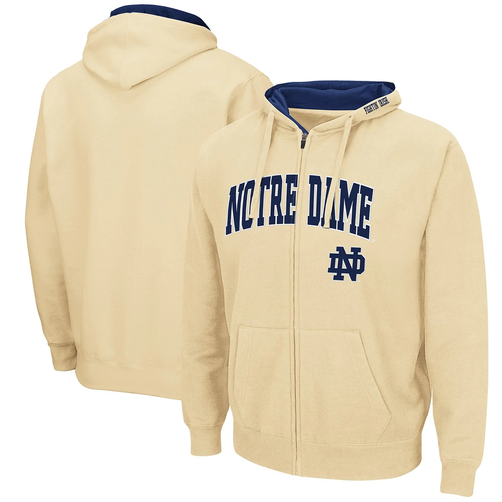 Sweat à capuche entièrement zippé Colosseum Gold Notre Dame Fighting Irish Arch & Logo 3.0 pour homme