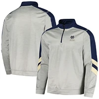 Men's Colosseum Gray/Navy Notre Dame Fighting Irish Bushwood Fleece Quarter-Zip Jacket