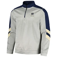 Men's Colosseum Gray/Navy Notre Dame Fighting Irish Bushwood Fleece Quarter-Zip Jacket