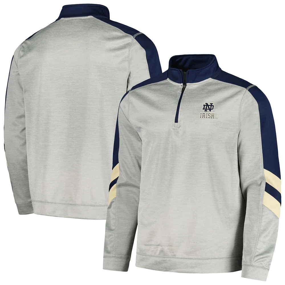 Men's Colosseum Gray/Navy Notre Dame Fighting Irish Bushwood Fleece Quarter-Zip Jacket