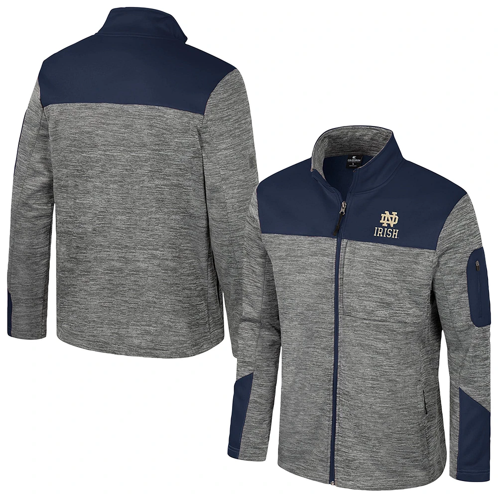 Men's Colosseum  Gray/Navy Notre Dame Fighting Irish Guard Full-Zip Jacket