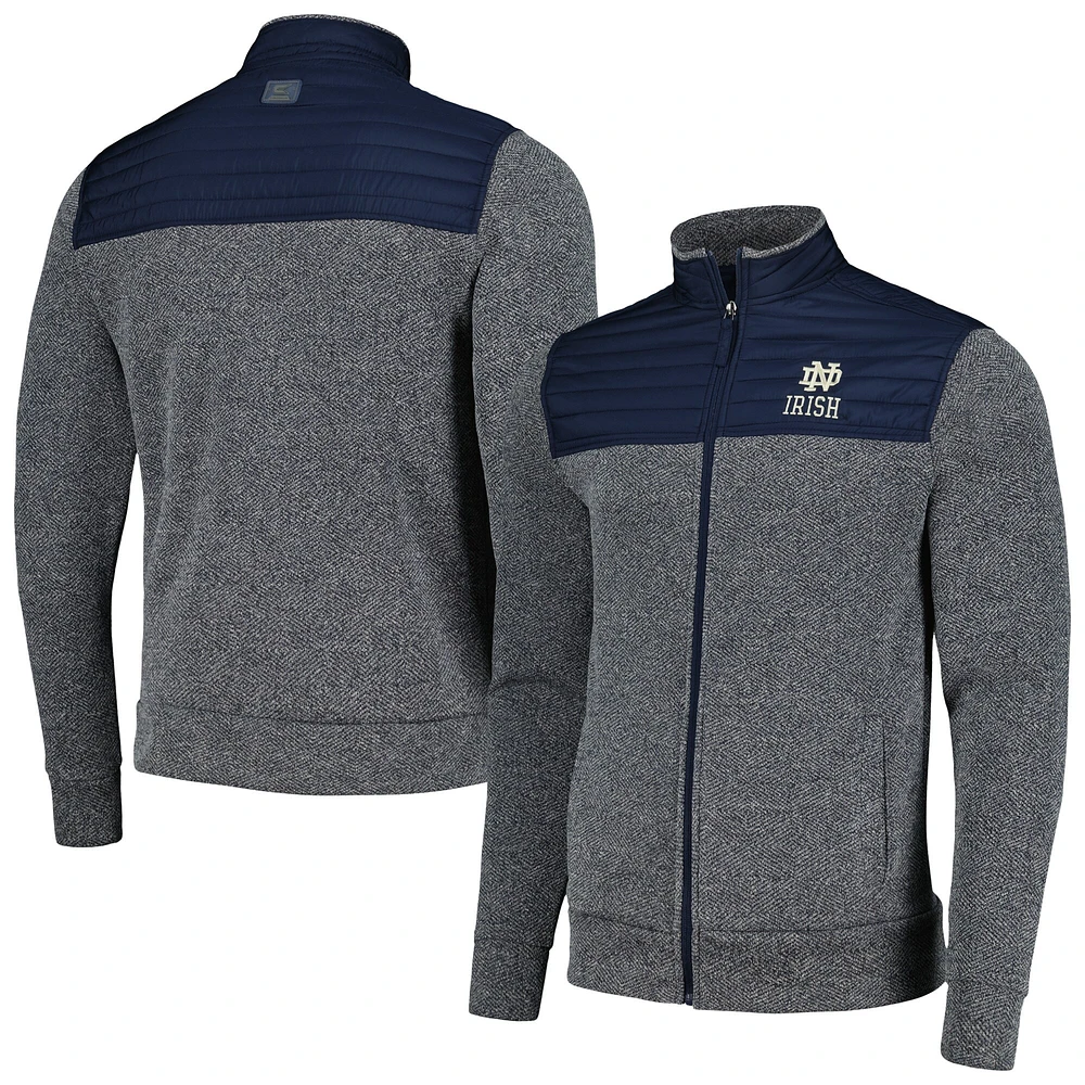 Veste Colosseum Gris/Marine Notre Dame Fighting Irish Putter Herringbone Full-Zip pour homme