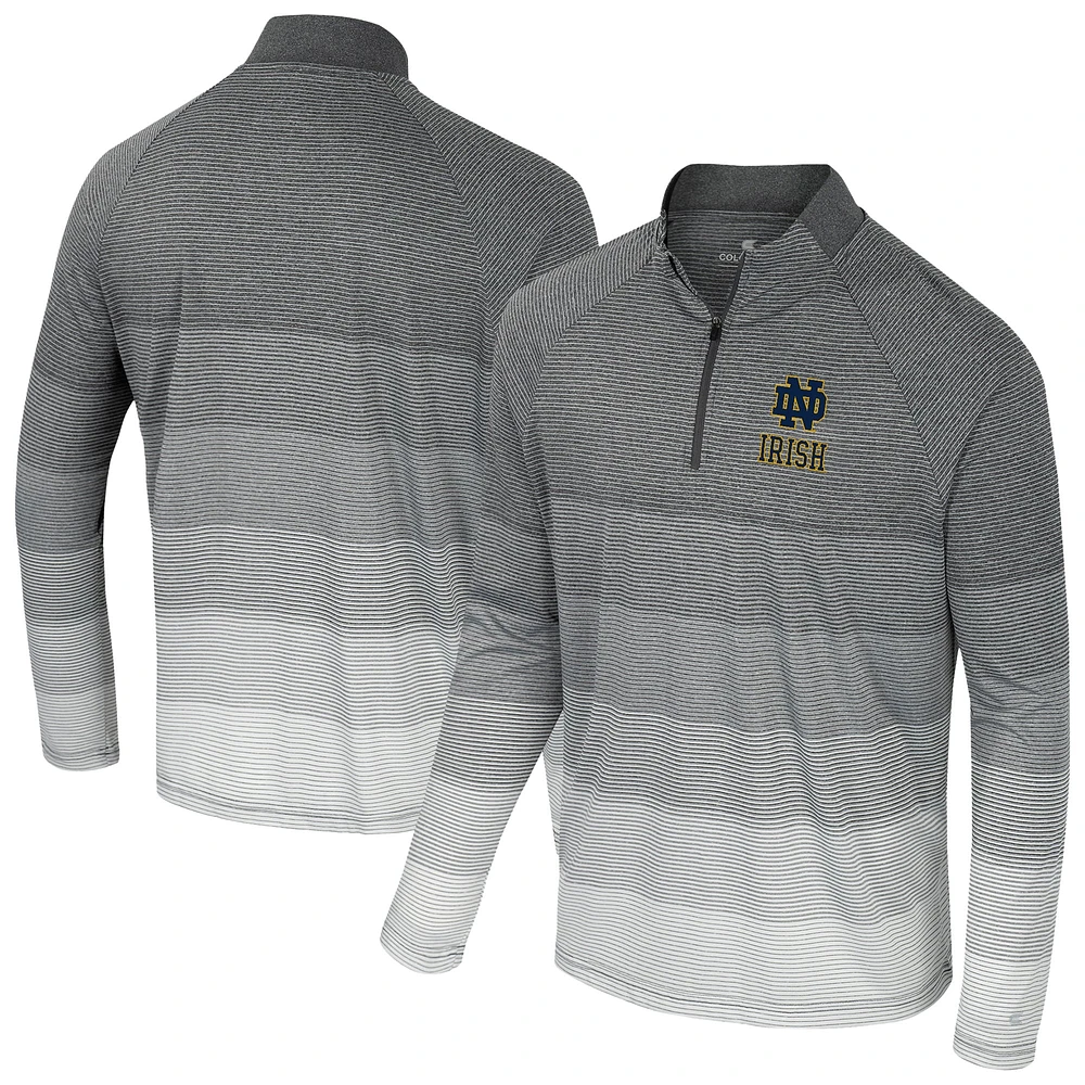 Men's Colosseum  Gray Notre Dame Fighting Irish AI Striped Mesh Quarter-Zip Raglan Windshirt