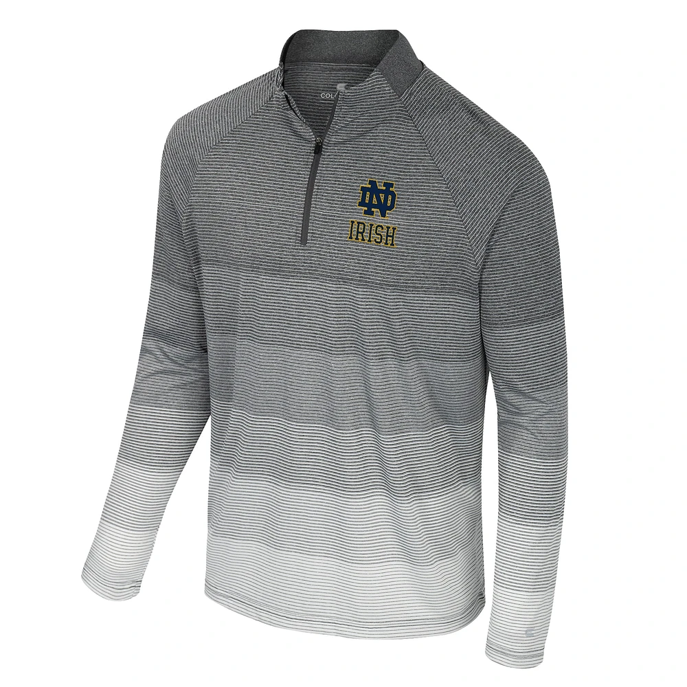 Men's Colosseum  Gray Notre Dame Fighting Irish AI Striped Mesh Quarter-Zip Raglan Windshirt