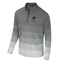 Men's Colosseum  Gray Notre Dame Fighting Irish AI Striped Mesh Quarter-Zip Raglan Windshirt