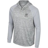 Men's Colosseum Gray Notre Dame Fighting Irish Cybernetic Raglan Quarter-Zip Hooded Top