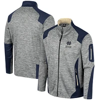 Men's Colosseum Gray Notre Dame Fighting Irish Silberman Color Block Full-Zip Jacket