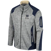 Men's Colosseum Gray Notre Dame Fighting Irish Silberman Color Block Full-Zip Jacket