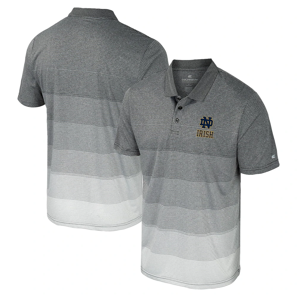 Men's Colosseum Gray Notre Dame Fighting Irish Striped Mesh Polo