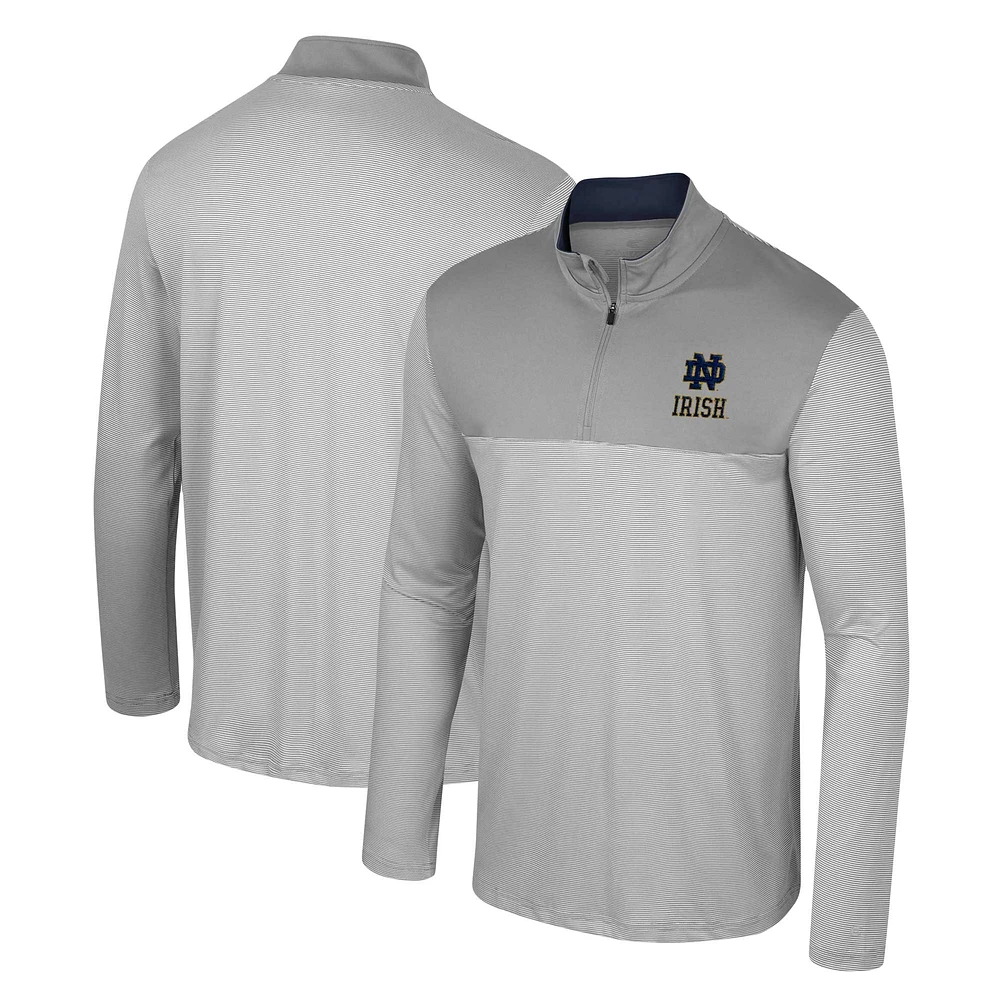 Men's Colosseum Gray Notre Dame Fighting Irish Tuck Quarter-Zip Top