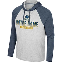 Colisée gris chiné pour hommes Notre Dame Fighting Irish Hasta La Vista Raglan Sweat à capuche T-shirt manches longues