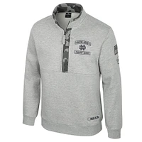 Men's Colosseum Heather Gray Notre Dame Fighting Irish OORAH OHT Military Appreciation Fleece Quarter-Zip Jacket