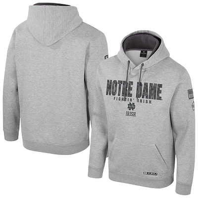 Sweat à capuche pour homme Colosseum Heather Grey Notre Dame Fighting Irish Oorah OHT Military Appreciation