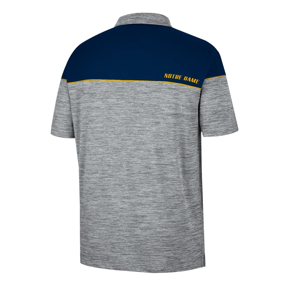 Men's Colosseum Heathered Gray/Navy Notre Dame Fighting Irish Birdie Polo