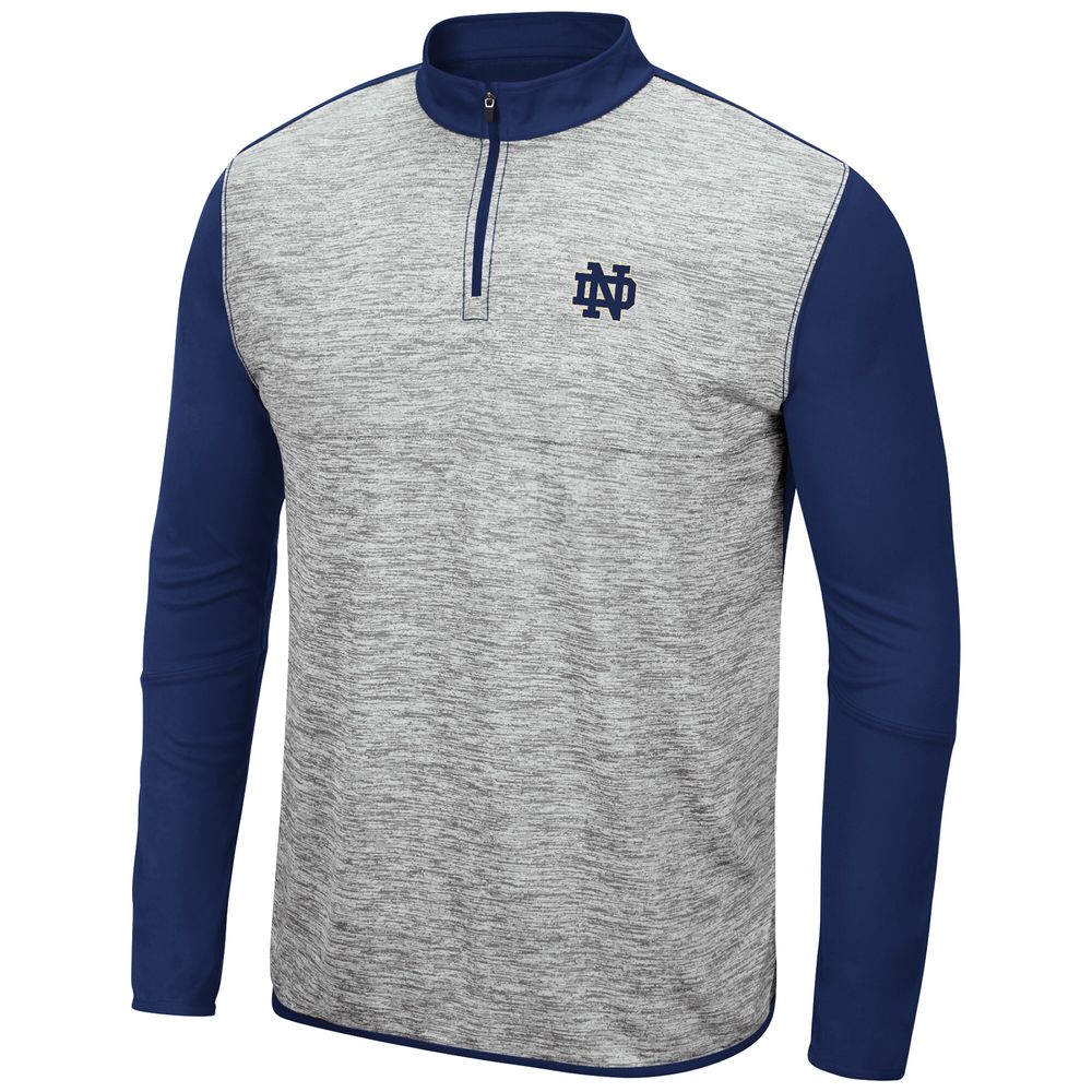 Men's Colosseum Heathered Gray/Navy Notre Dame Fighting Irish Prospect Quarter-Zip Jacket