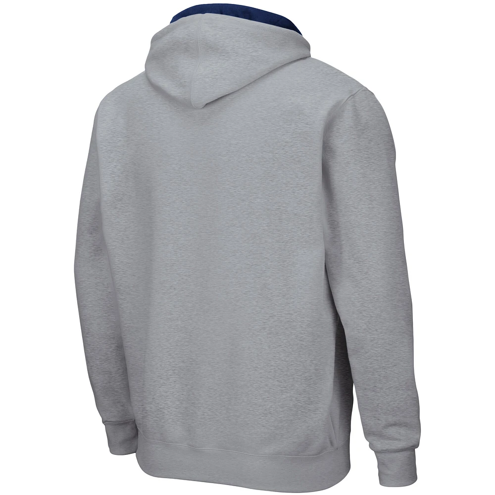 Men's Colosseum Heathered Gray Notre Dame Fighting Irish Arch & Logo 3.0 Full-Zip Hoodie