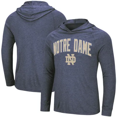 Notre Dame Fighting Irish Colosseum Big & Tall Wingman Raglan Hoodie T-Shirt - Heathered Navy