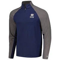 Men's Colosseum Navy/Charcoal Notre Dame Fighting Irish Two Yutes Raglan Quarter-Zip Windshirt