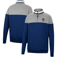 Men's Colosseum Navy/Heather Gray Notre Dame Fighting Irish Be the Ball Quarter-Zip Top