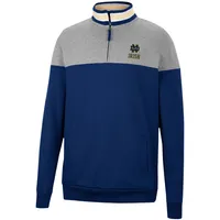 Men's Colosseum Navy/Heather Gray Notre Dame Fighting Irish Be the Ball Quarter-Zip Top