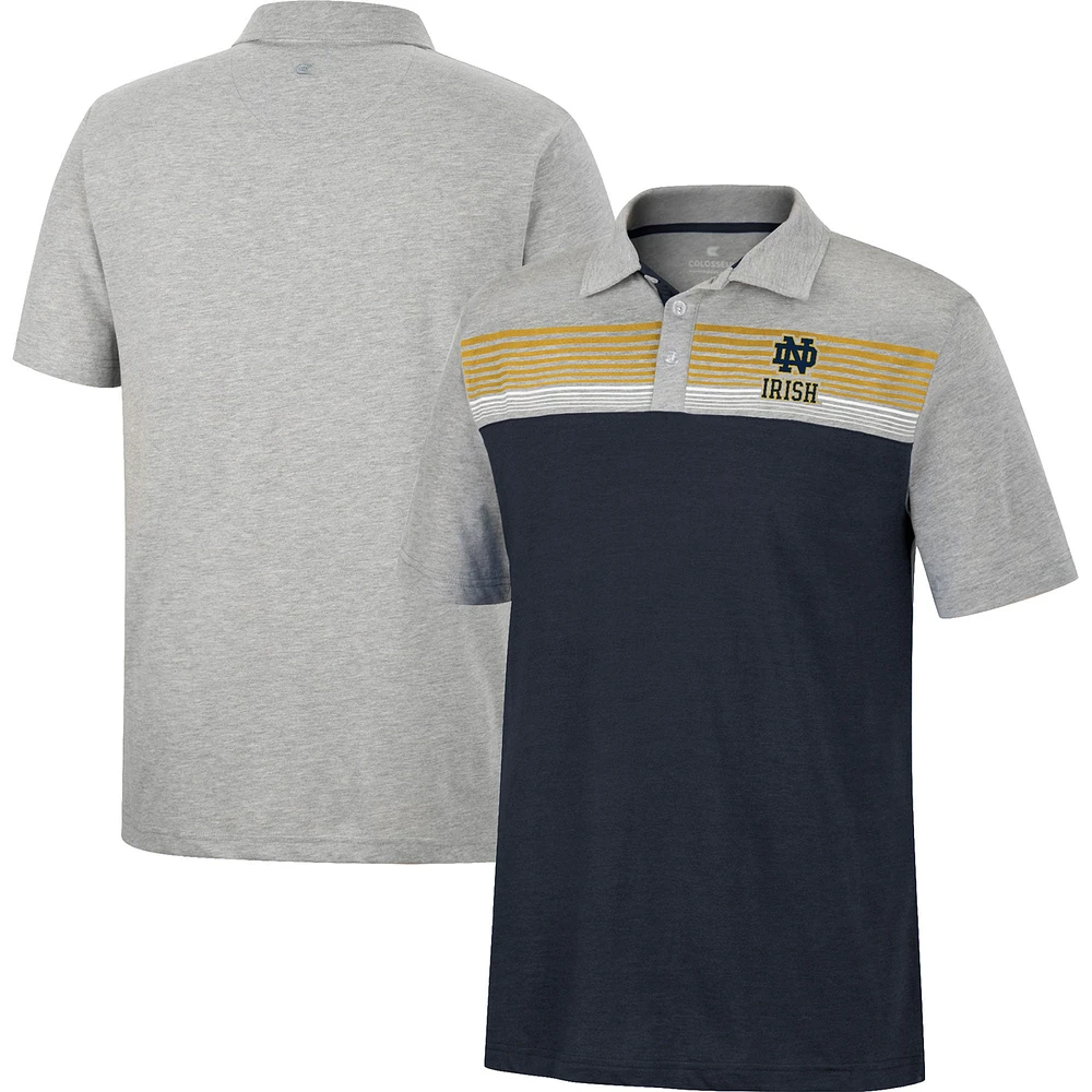 Men's Colosseum Navy/Heather Gray Notre Dame Fighting Irish Caddie Lightweight Polo