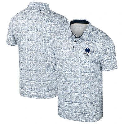 Polo Allover Colosseum bleu marine/blanc pour homme de Notre Dame Fighting Irish, grande taille