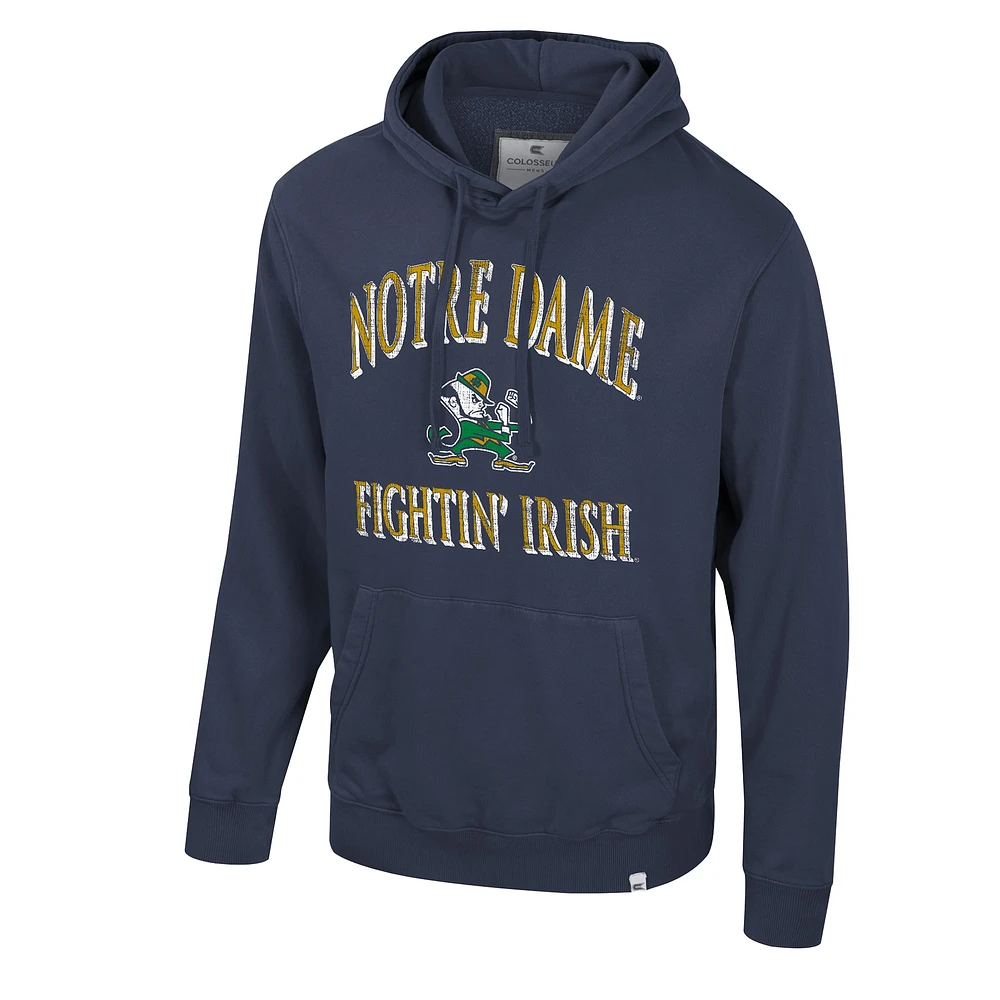 Men's Colosseum Navy Notre Dame Fighting Irish Big & Tall Cap E-Tan Pullover Hoodie