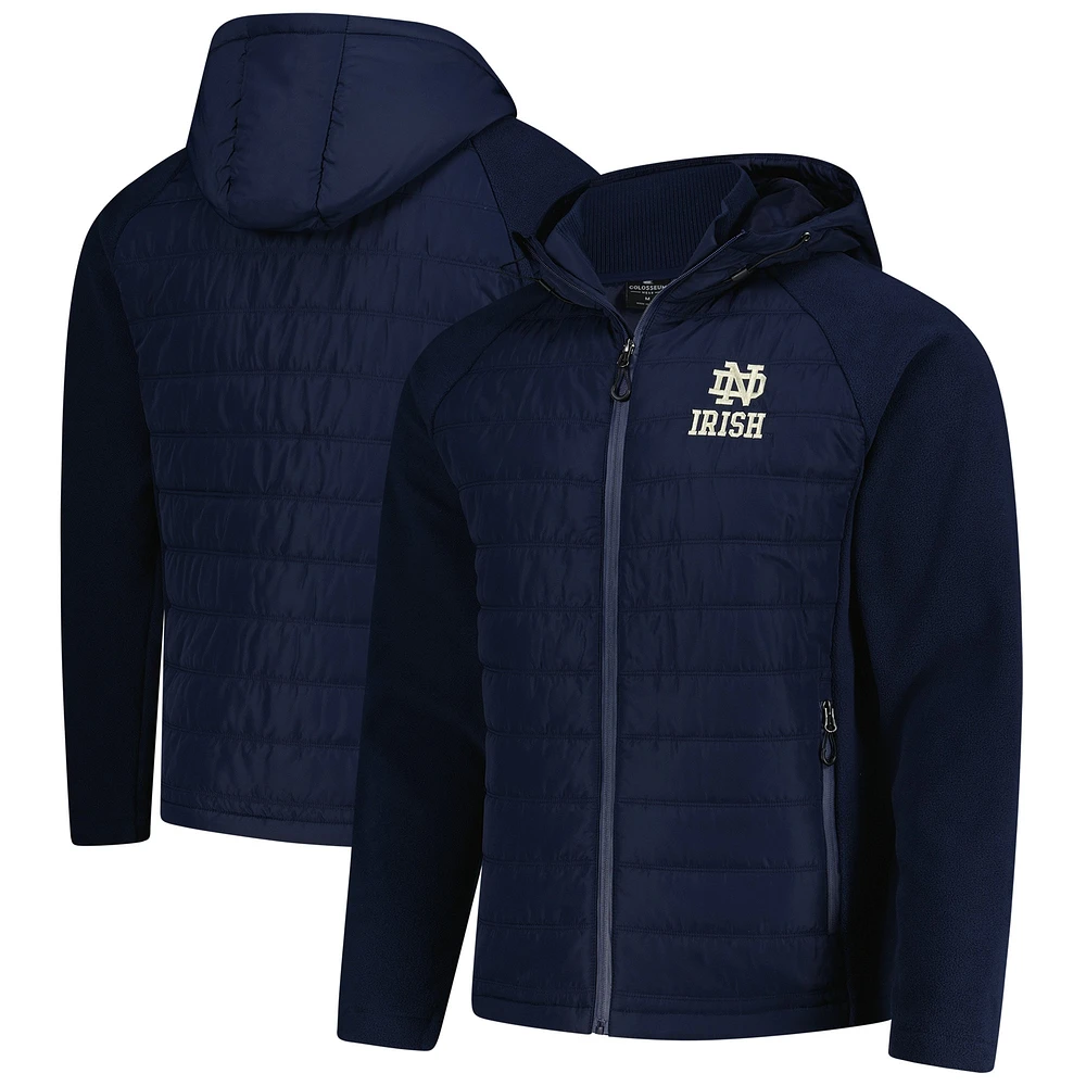 Men's Colosseum Navy Notre Dame Fighting Irish Block The Sun Full-Zip Hooded Jacket