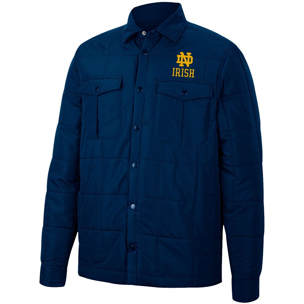 Men's Colosseum Navy Notre Dame Fighting Irish Detonate Quilted Full-Snap Jacket