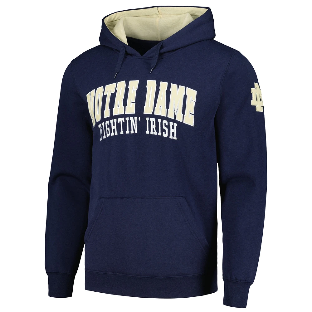 Men's Colosseum Navy Notre Dame Fighting Irish Double Arch Pullover Hoodie