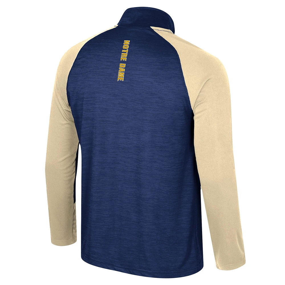 Men's Colosseum Navy Notre Dame Fighting Irish Langmore Raglan Quarter-Zip Top