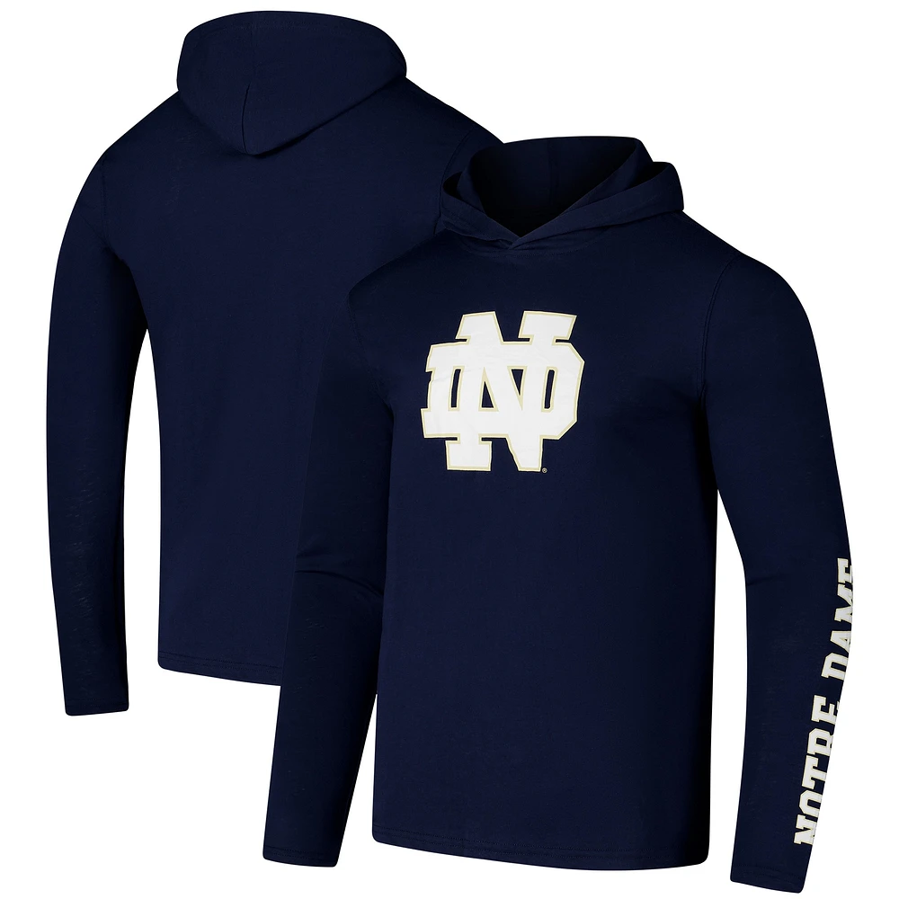 Colosseum Navy Notre Dame Fighting Irish Logo Lockup Active Blend T-shirt à capuche manches longues pour hommes