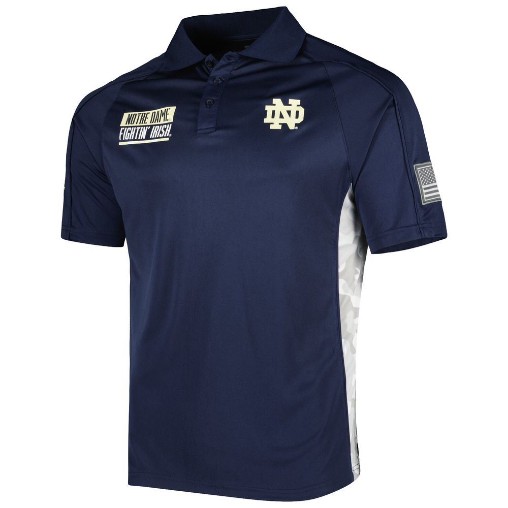 Men's Colosseum Navy Notre Dame Fighting Irish OHT Military Appreciation Snow Camo Polo