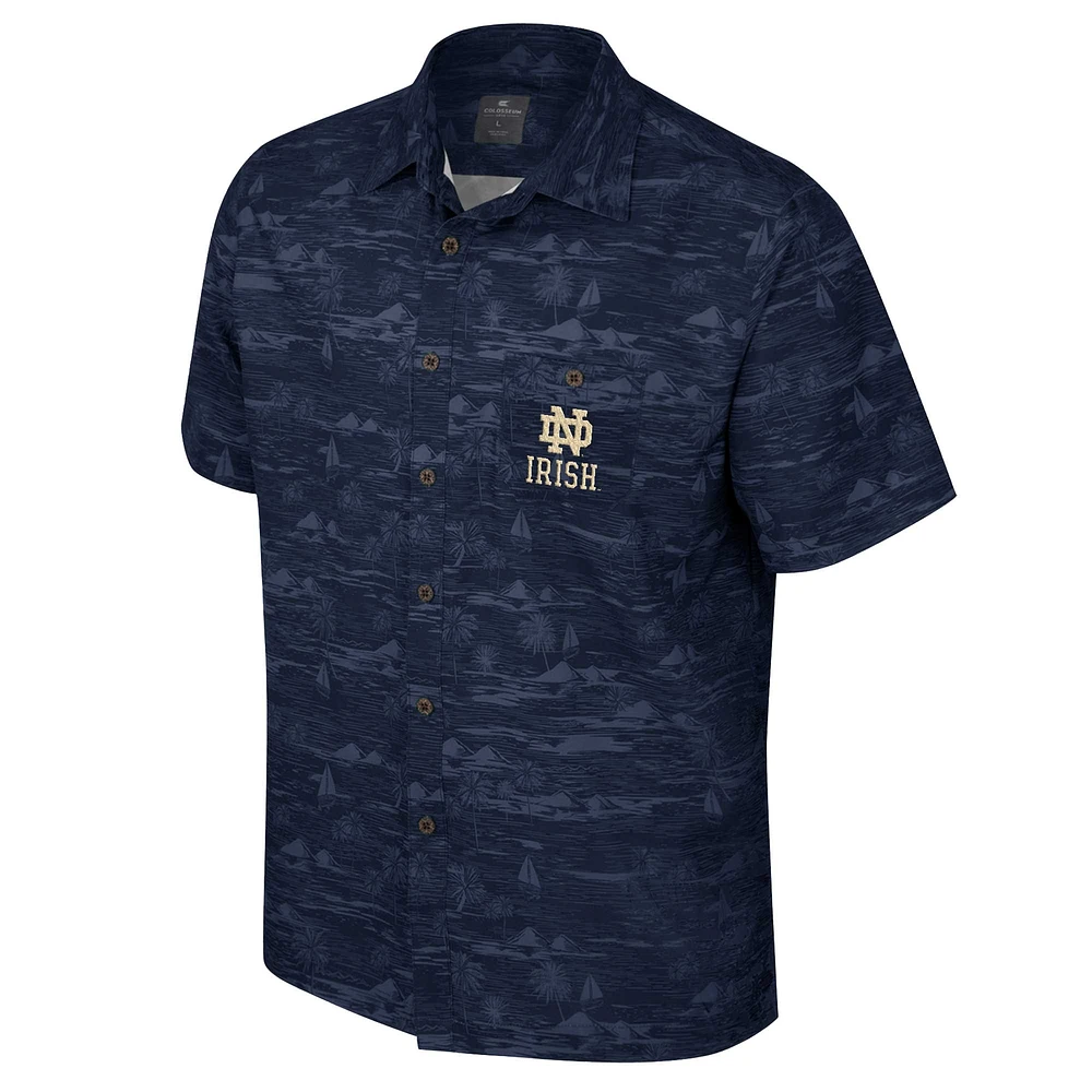 Men's Colosseum Navy Notre Dame Fighting Irish Ozark Button-Up Shirt