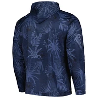 Men's Colosseum Navy Notre Dame Fighting Irish Palms Printed Lightweight Quarter-Zip Hooded Top