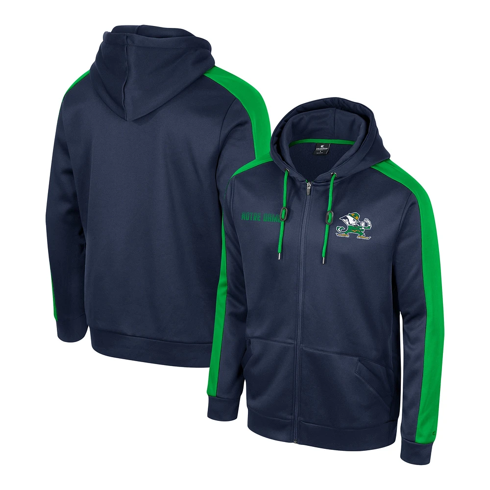 Sweat à capuche entièrement zippé Colosseum Navy Notre Dame Fighting Irish Reese pour hommes