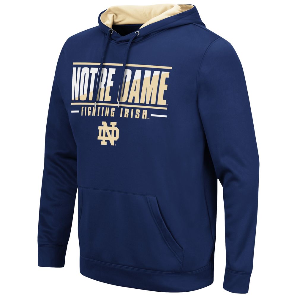 Men's Colosseum Navy Notre Dame Fighting Irish Slash Stack 2.0 Pullover Hoodie