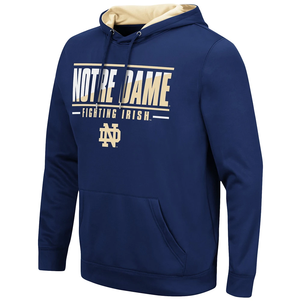 Men's Colosseum Navy Notre Dame Fighting Irish Slash Stack 2.0 Pullover Hoodie