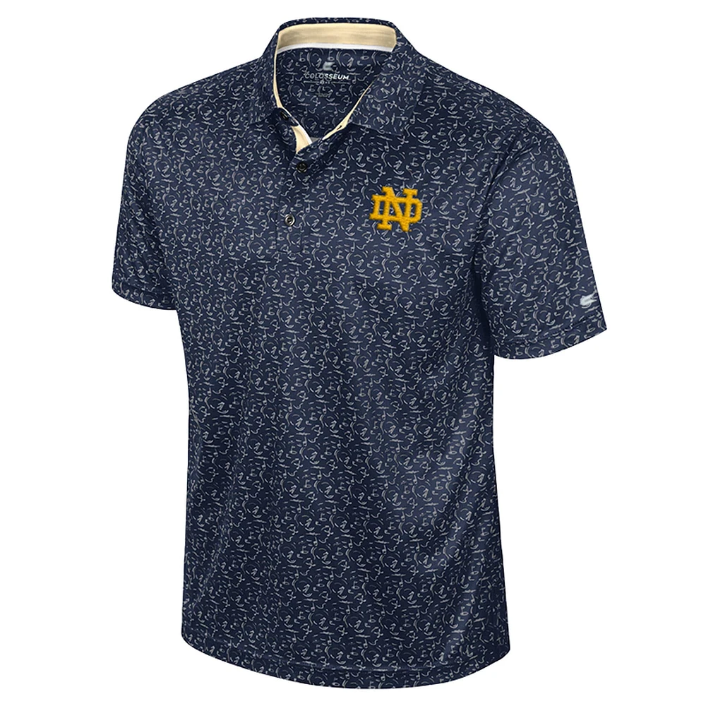 Men's Colosseum Navy Notre Dame Fighting Irish Sublimated Golf Polo