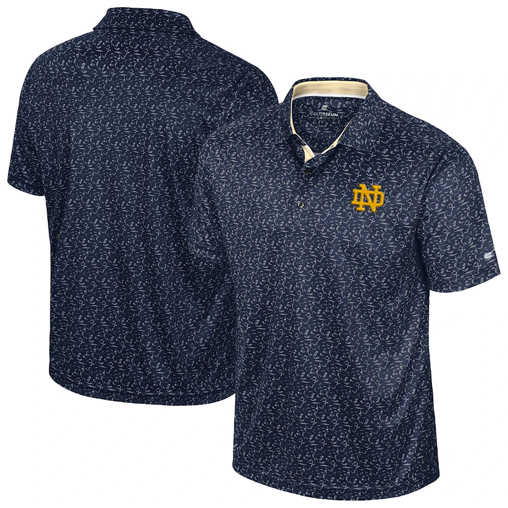 Men's Colosseum Navy Notre Dame Fighting Irish Sublimated Golf Polo