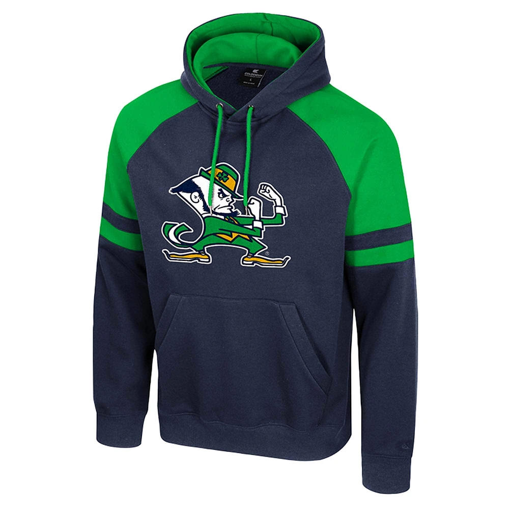 Men's Colosseum  Navy Notre Dame Fighting Irish Todd Raglan Pullover Hoodie