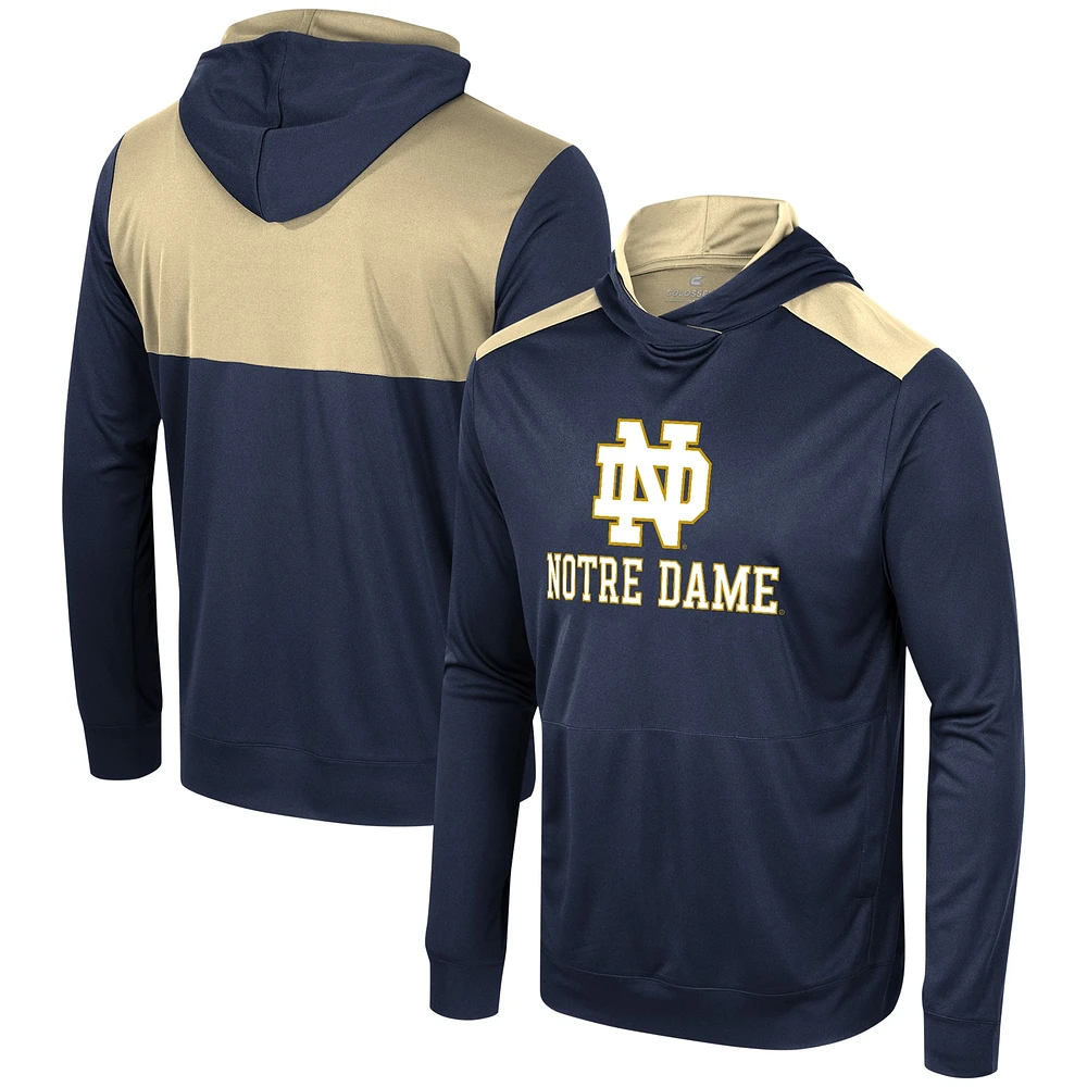 Men's Colosseum Navy Notre Dame Fighting Irish Warm Up Long Sleeve Hoodie T-Shirt