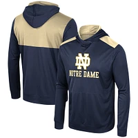 T-shirt à capuche manches longues Colosseum Navy Notre Dame Fighting Irish Warm Up pour hommes