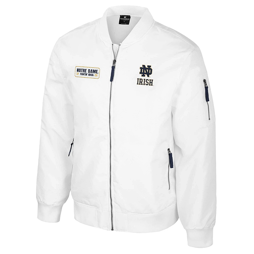 Blouson aviateur entièrement zippé Colosseum Notre Dame Fighting Irish White Rabbit pour homme