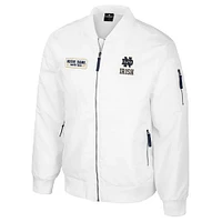 Blouson aviateur entièrement zippé Colosseum Notre Dame Fighting Irish White Rabbit pour homme
