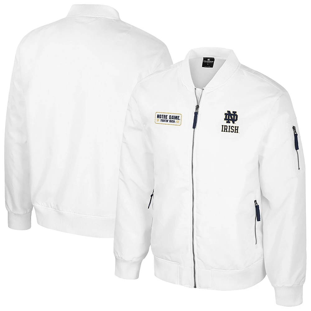 Blouson aviateur entièrement zippé Colosseum Notre Dame Fighting Irish White Rabbit pour homme