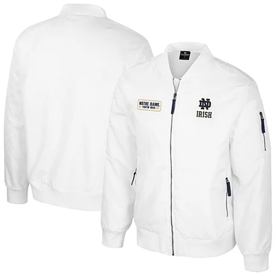 Blouson aviateur entièrement zippé Colosseum Notre Dame Fighting Irish White Rabbit pour homme