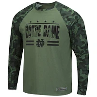 Men's Colosseum Olive/Camo Notre Dame Fighting Irish OHT Military Appreciation Slim-Fit Raglan Long Sleeve T-Shirt